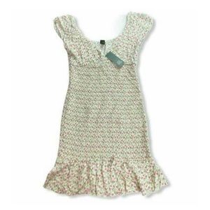 Floral Print Short Sleeve Smocked Dress Wild Fable